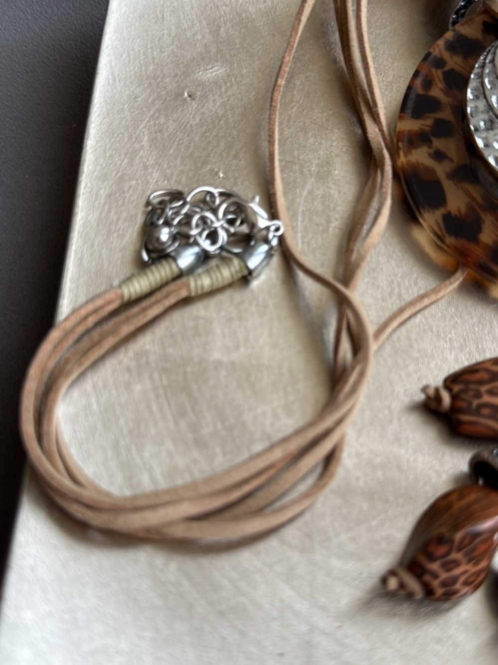 Boho Leopard Print Pendant Necklace in Brown and Silver - Picture 4 of 6
